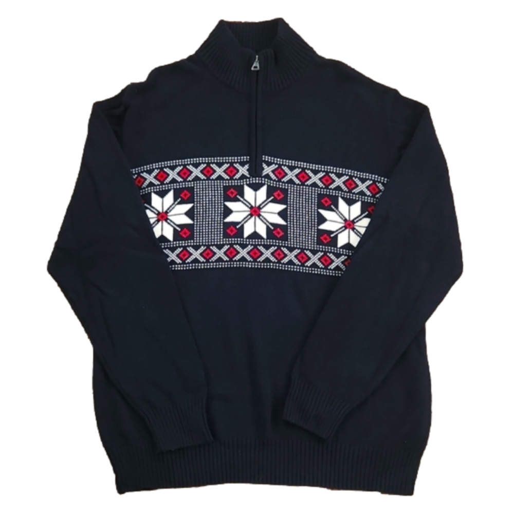 Weatherproof Vintage Blue White & Red Festive Sweater